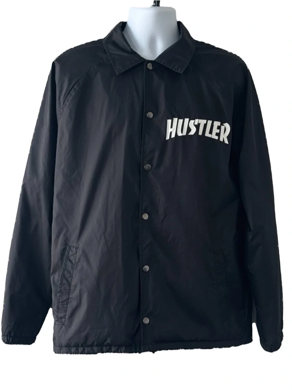 Men’s Hustler Black Windbreaker Jacket with Back Logo - Picture 3 of 5